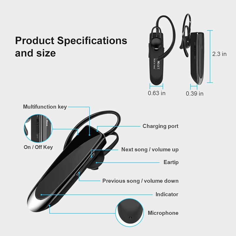 ZK22 K200 Bluetooth Headset Bluetooth 5.0 Handsfree Hoofdtelefoon Mini Draadloze Oortelefoon Voor Android Universal Business Rijden