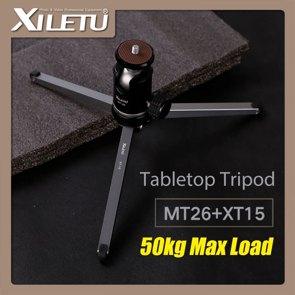 XILETU MT26 + XT15 Lager Desktop Beugel Mini Tafelblad Statief en Balhoofd Hoge Voor DSLR Camera Mirrorless Camera Smartphone