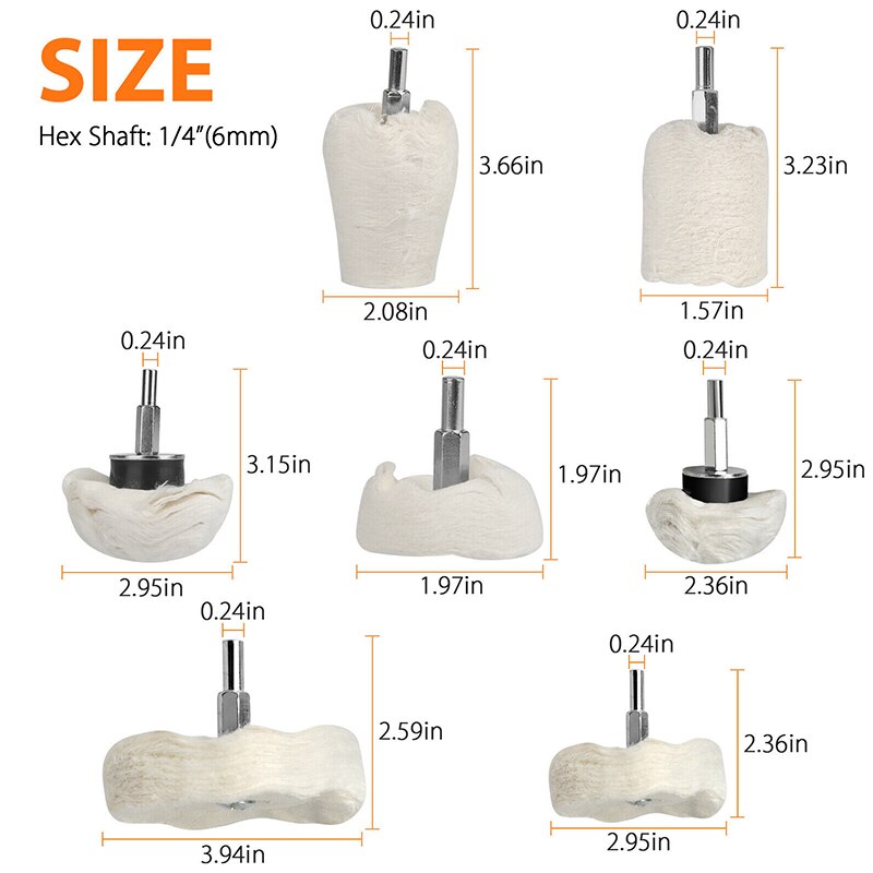 4/7PCS Car Polisher Polishing Buffing Pads Mop Wheel Drill Kit Stainless For Polisher Machine Waxing Polishing Buffing Car