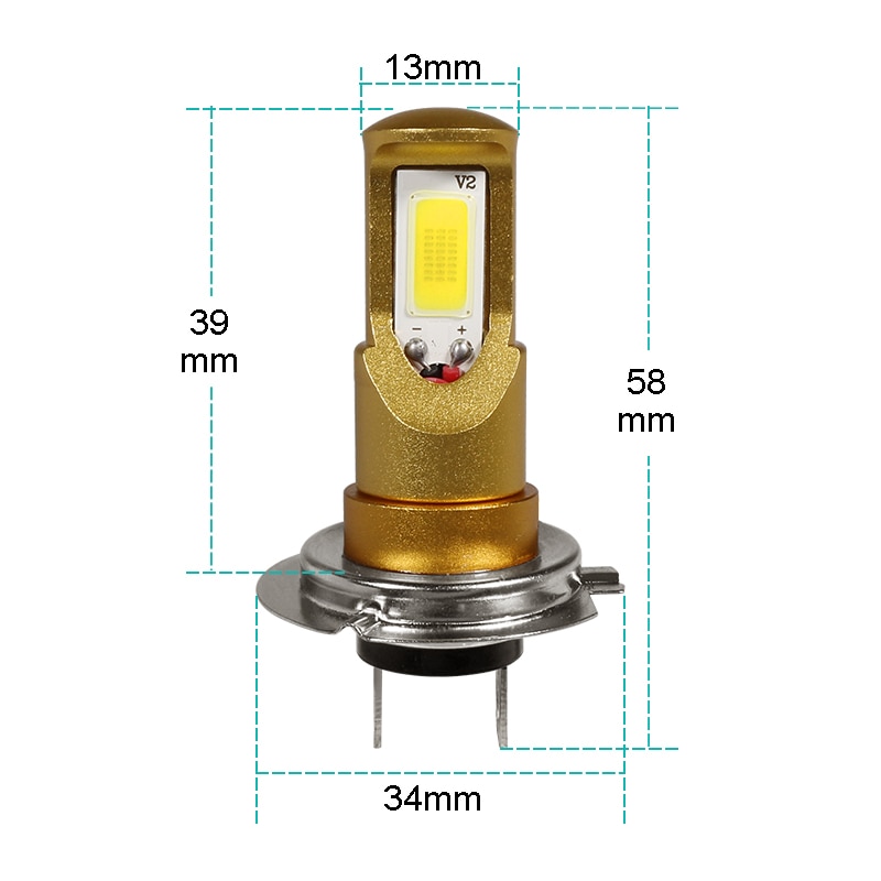 Gfoloza 2 st  h7 led-lampor vit gul färg bil dimljus hög effekt cob drivande dimlampa drl 2000lm 12v-24v 6000k 3000k