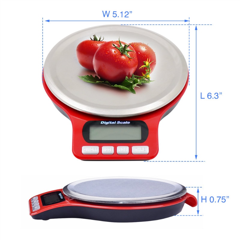 Stainless Steel Platform Kitchen Scale LCD Digital Food Scale With tare function Ultra-thin Mini Weighing Scale 5Kg/1g 3Kg/0.1g