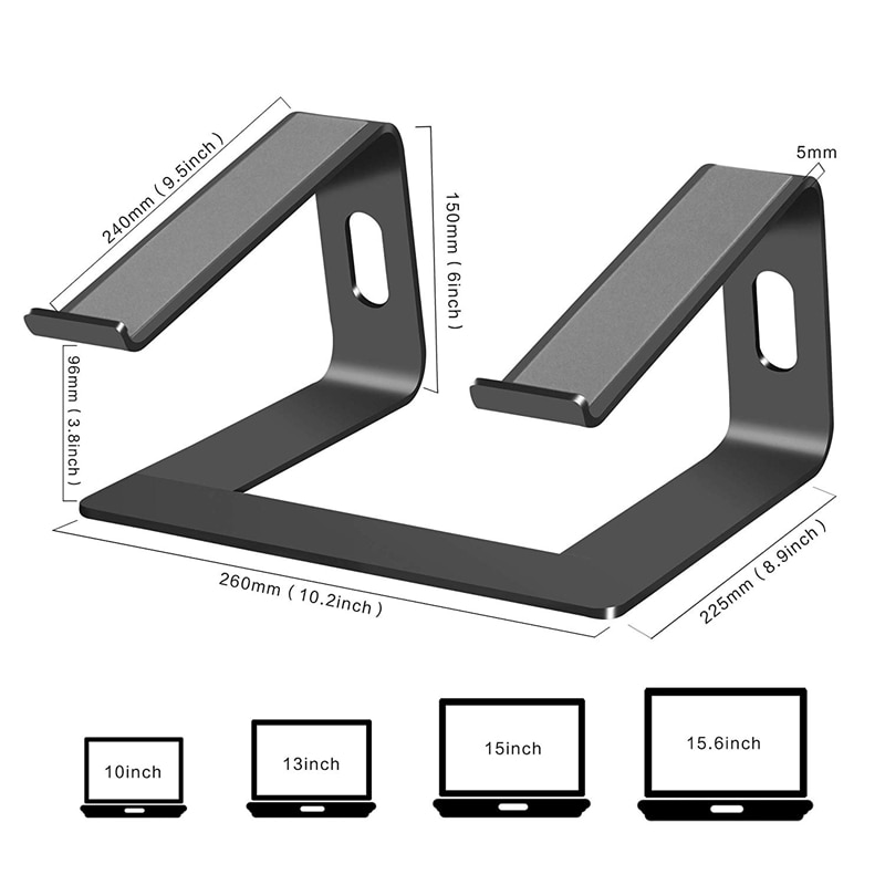 Bærbar pc-stativ i aluminium for skrivebord kompatibel for mac macbook pro bærbar holder ergonomisk heis metallstige for 10 to 15.6 in