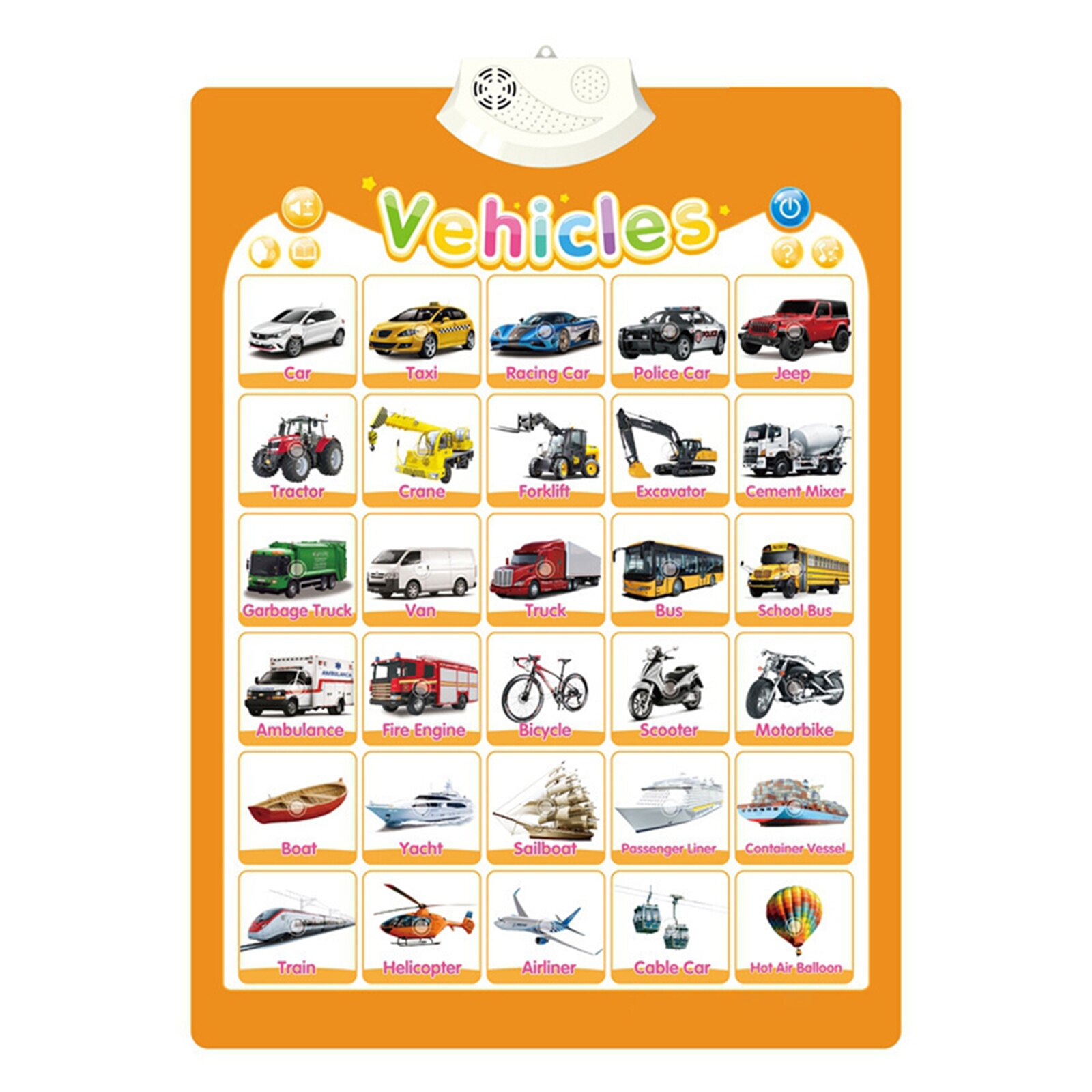 26 Letters Alphabet numbers Vegetables Fruits Animals Vehicle poster English Word Learning school classroom posters decoration: Vehicles