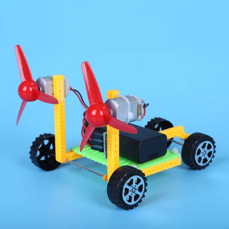 Kinderen DIY wetenschap en technologie kleine productie elektrische wind auto basisschool studenten handmatige bediening Wetenschap Expe