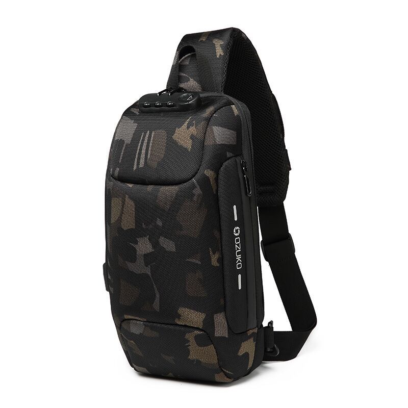Multifunction Crossbody Bag for Men Anti-theft Shoulder Messenger Bags Male Waterproof Short Trip Chest Bag Pack: Camouflage