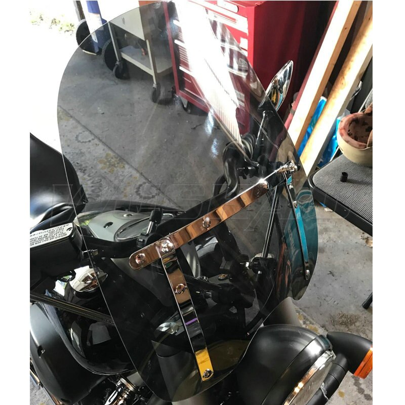 Pare-brise pare-Brise Pour 1981-2007 Yamaha Virago 125 250 535 700 750 920 1000 1100 XV250 XV535 7/8 "1" Guidon Écran Fixe: 19in 22-25mm Gray