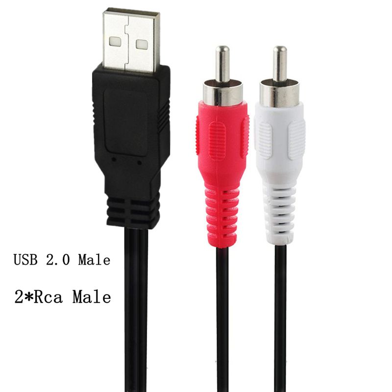USB A 2.0 Buchse Stecker auf 2 3 Cinch 2/3 Cinch Stecker Buchse AV-Stecker Adapter Stecker Konverter Kabel Blei PC TV HDTV AUX Audio Video: Black / 1.5m