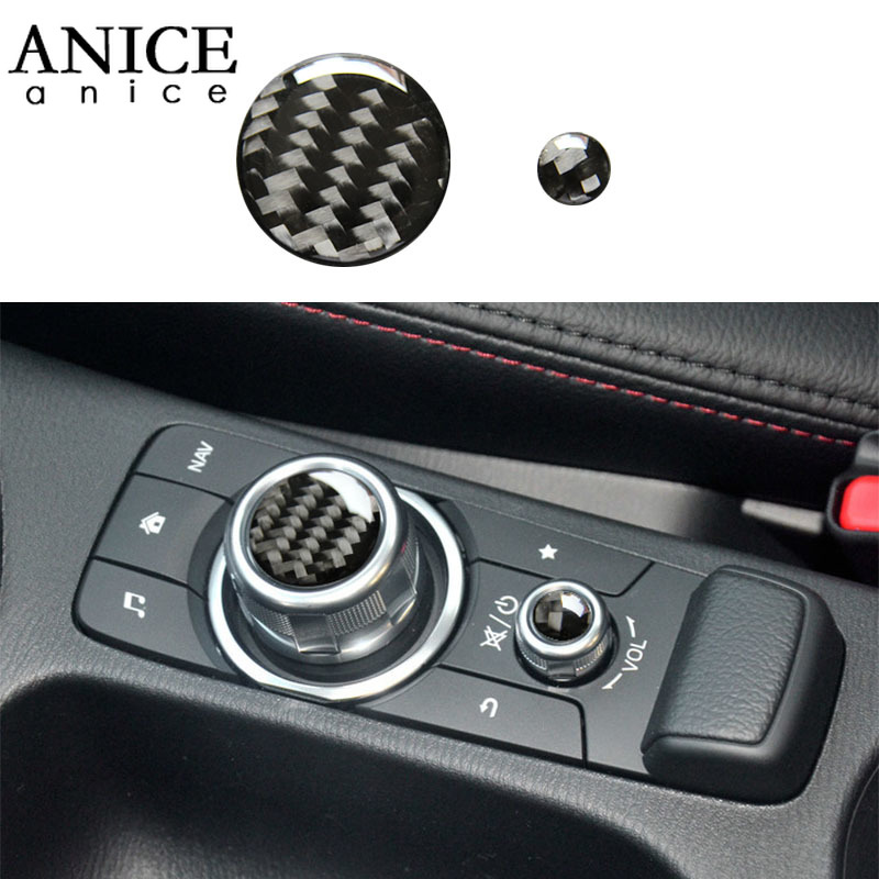 2pc echte koolstofvezel onderdelen volumeknop bekleding voor mazda 3 mazda 2 cx-3 mx-5/cx3/mx5/m3