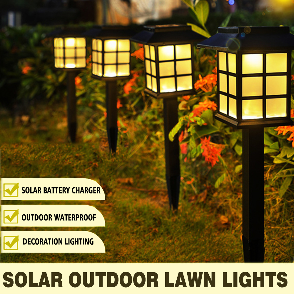 Luces solares para césped al aire libre, lámpara Retro en forma de casa, impermeable, decoración de patio y jardín, lámpara de noche insertada, luces de palacio pequeñas