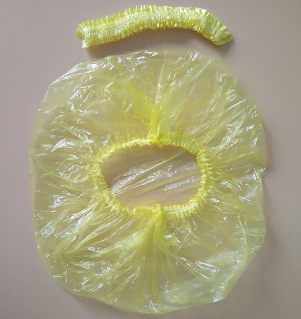 Bonnet de bain élastique jetable, 100 pièces/lot, épais, pour hôtel, bonnet de douche, transparent, produits pour Salon de coiffure: yellow