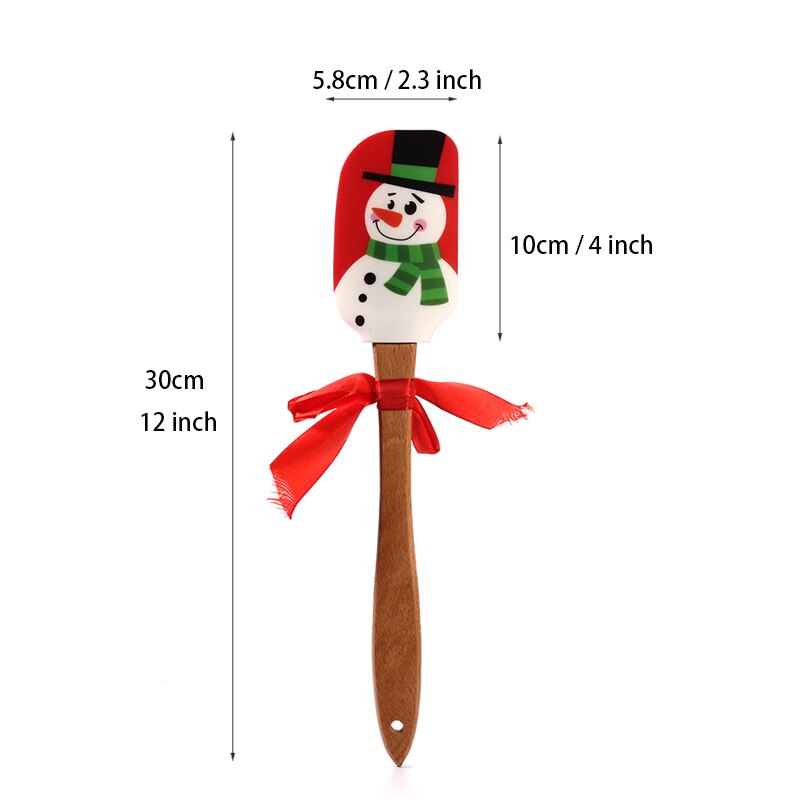 Snemand silikonspatel med træhåndtag, køkkenredskaber til bagning og madlavning - jul