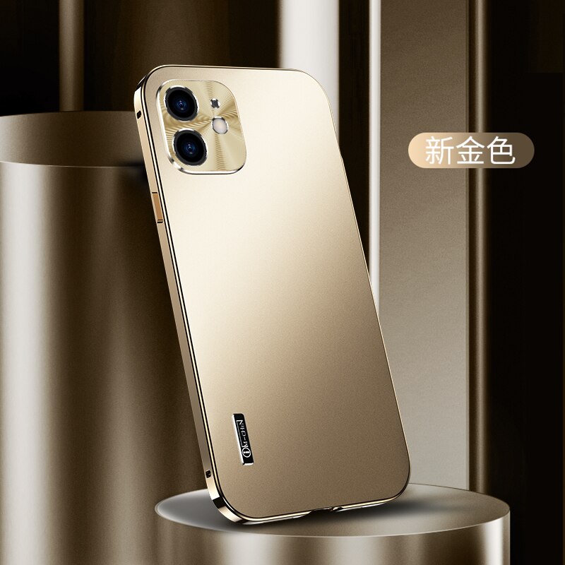 Obudowa ze stopu lotniczego akrylowa obudowa z tyłu dla iphone 12 Pro MAx 12 mini obudowa z tyłu metalowa kamera dla iphone 12 PRo luksusowa obudowa na telefon: For iphone 12 / Złota