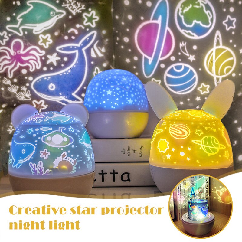 360 Drehung Sternen Himmel Projektor Nachtlicht mit Musik Kasten und 6 Projektion Filme für freundlicher Schlafzimmer Kinderzimmer Dekor DJA88