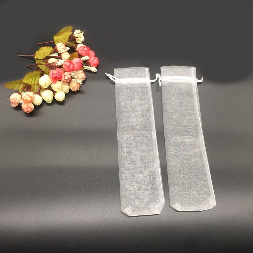 50 stuks Wit Koord Organza Folding Hand Fan Pouch Party Wedding Bags 25mm x 6mm