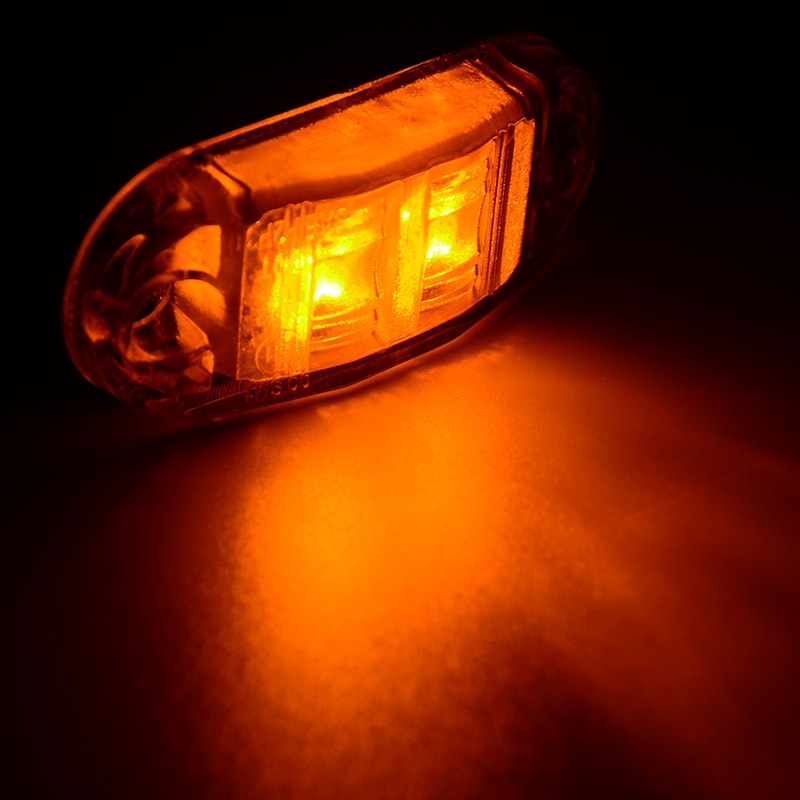 10Pcs 10V-30V LED Car Side Marker Tail Light Amber 10V-30V Trailer Truck Lamp Car Bus Truck External Lights