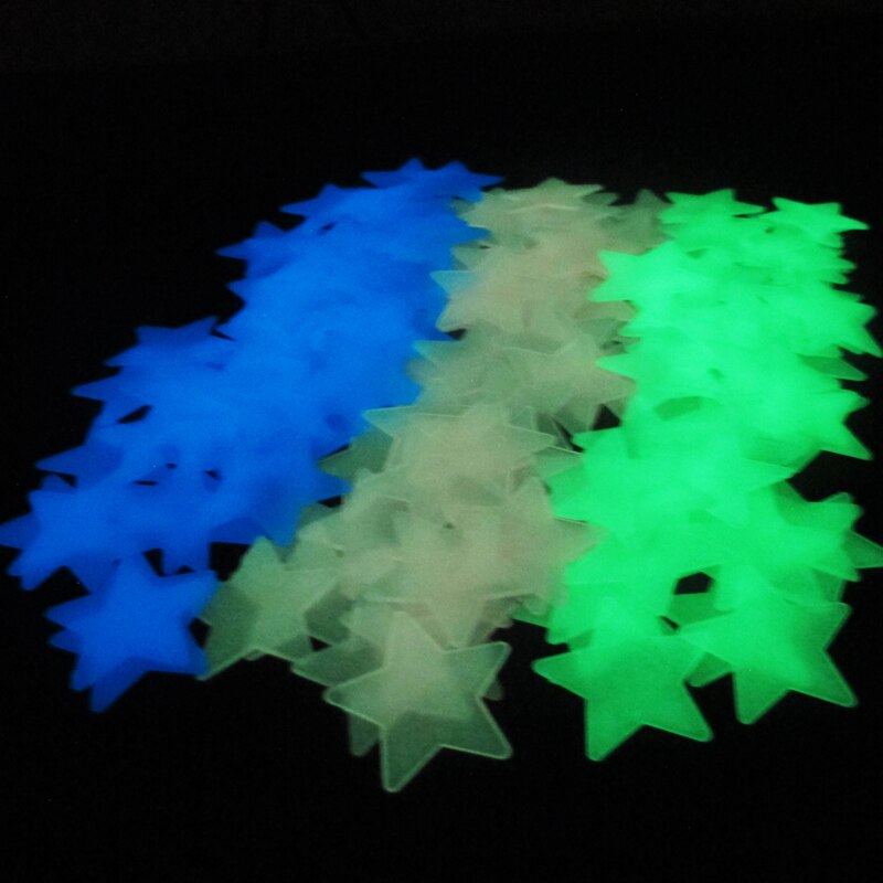 50 stuks/zak 4.2cm kleurrijke lichtgevende glow in the dark sterren muursticker voor kinderen babykamers fluorescerende stickers groter