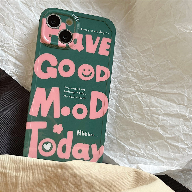 Funda de teléfono con letras en inglés para IPhone, carcasa a prueba de golpes, estilo Simple, Rosa, Verde, 14, 12, 13, 11 Pro, Pro Max Plus, X, XR, Xsmax