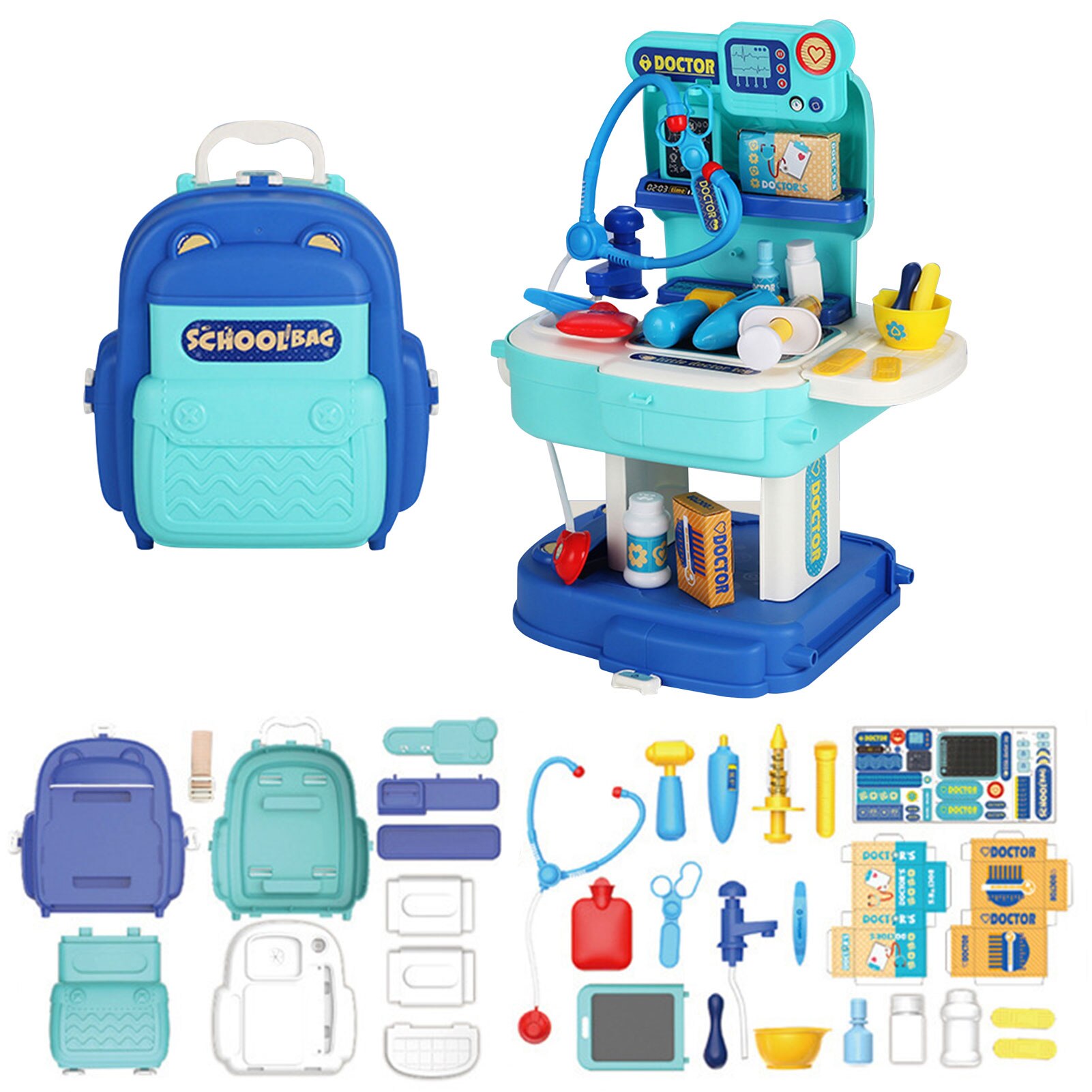 Children's Simulation Doctor Play House Toy Set 31 Simulation Doctor Role Playing Tool Bag Boy And Girl