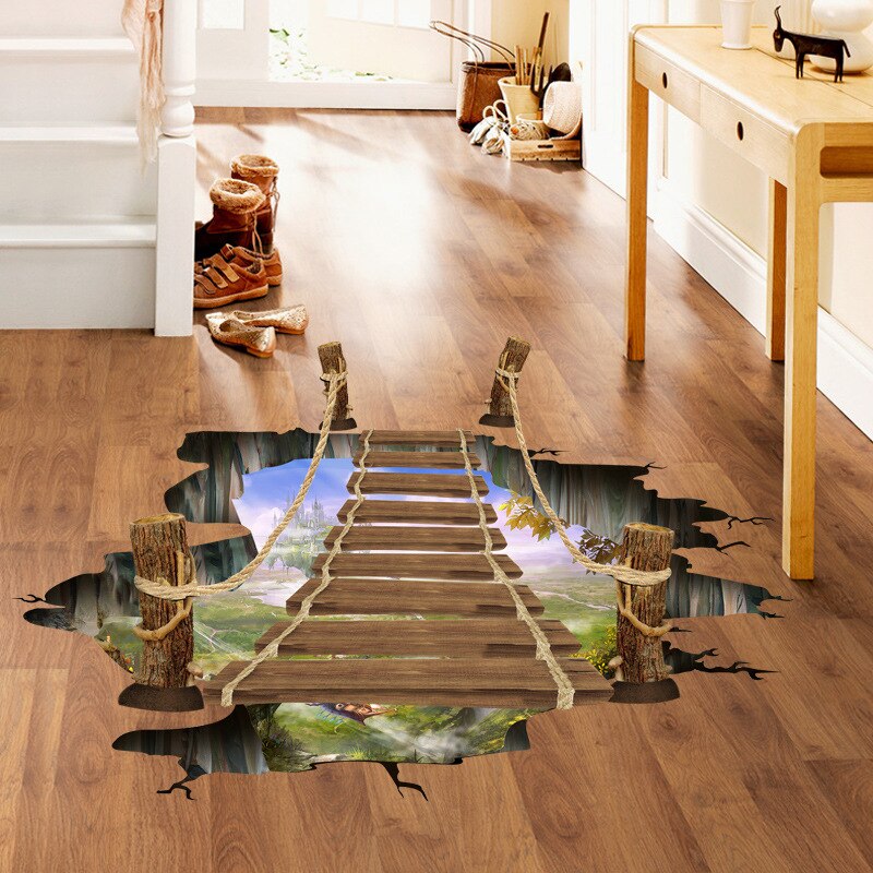 Removable 3D Bridge Floor Wall Sticker Colorful Ri... – Grandado