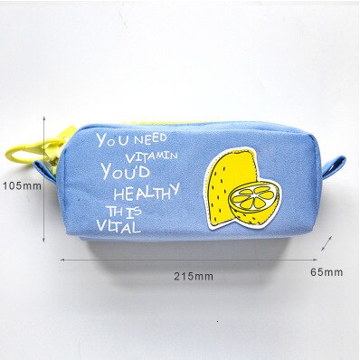 coloré grande capacité porte-crayon Kawaii dessin animé stylo sac boîte mignon toile crayon école papeterie fournitures 050022: Lemon