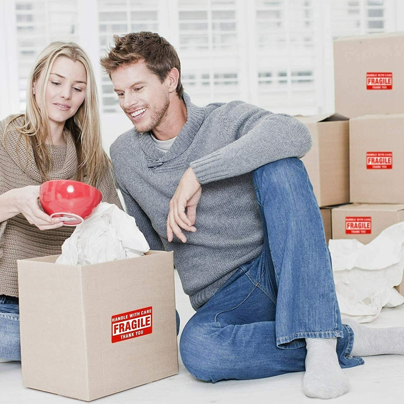 Fragile Stickers 2 X 3 Inch Fragile - Handle With Care - Thank You Warning Packing Labels (500 Labels / Roll)