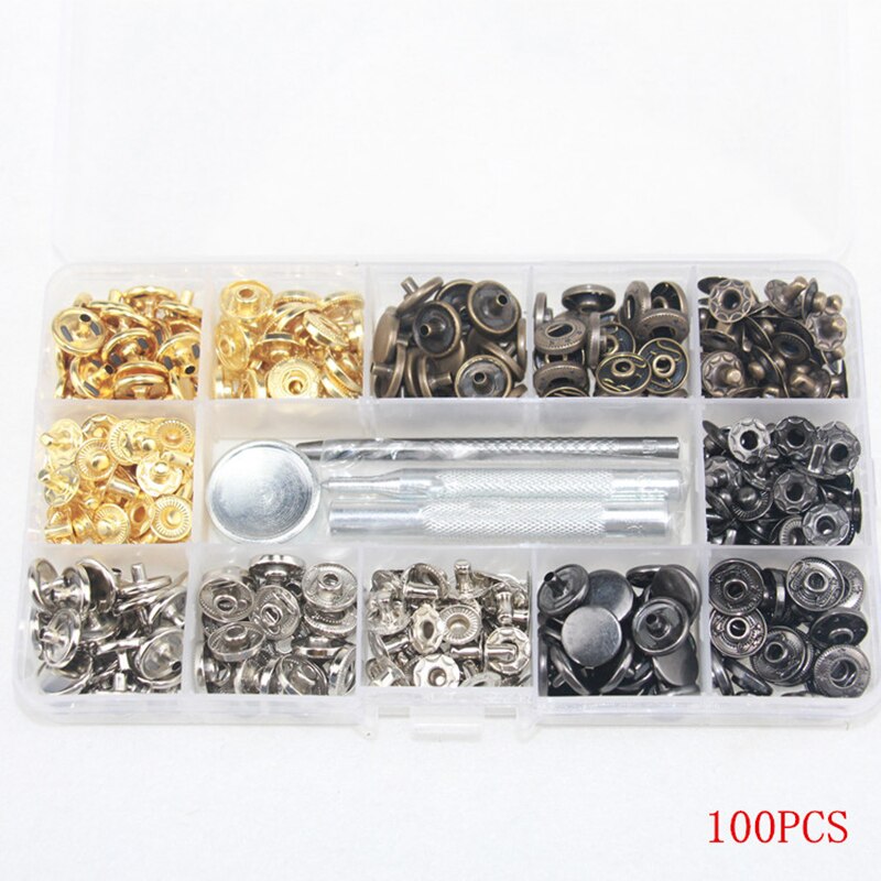 Prajna eyelet 40/80/100/120 sett mix farge maljer metall kobber fire-knapps installasjonsverktøy knapp jakke mørk spenne 12.5mm