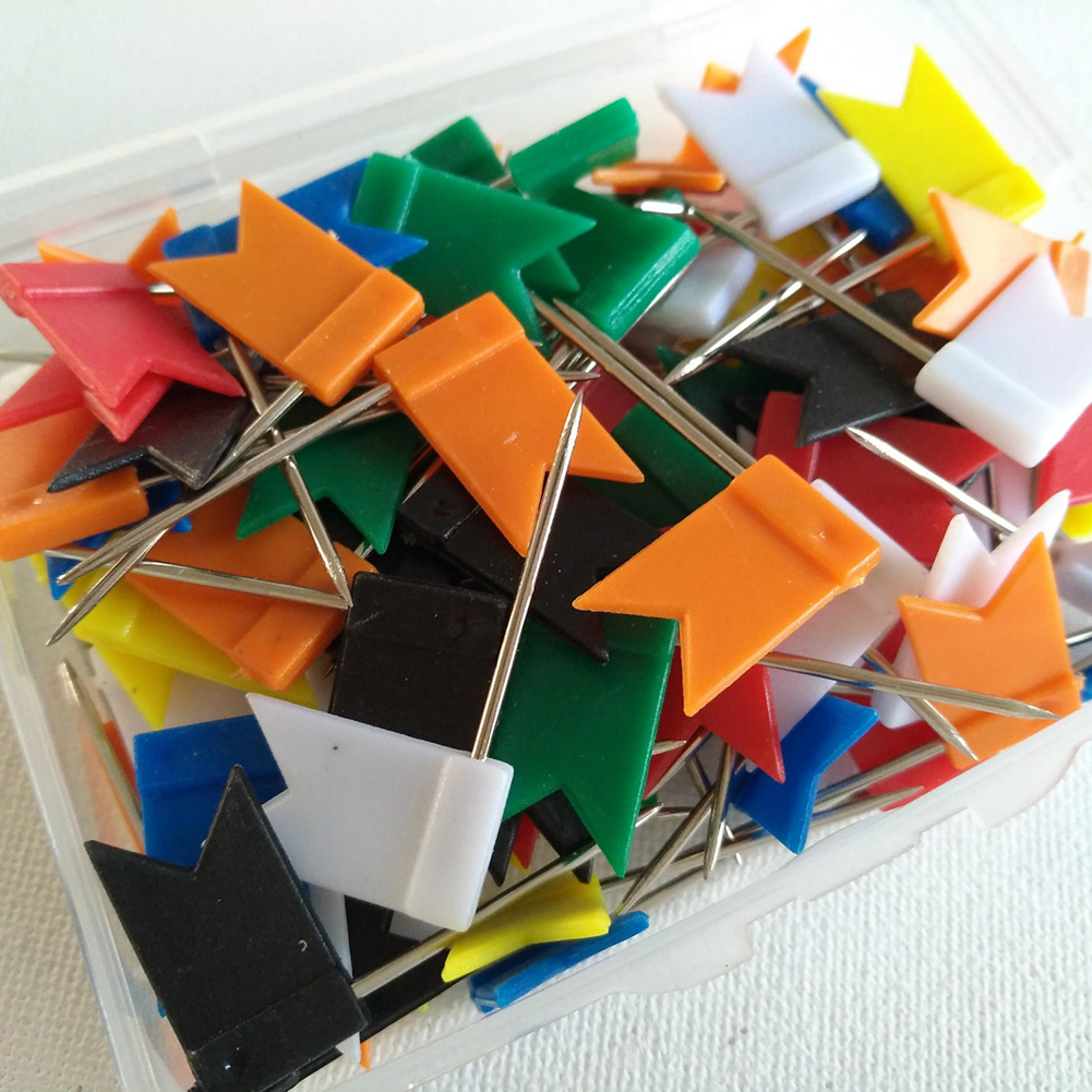 100 Pcs Flag Push Pins Marker Marking Pins Thumbtack for Notice Cork Board Map Banner Pins Office Thumbtack Supplies