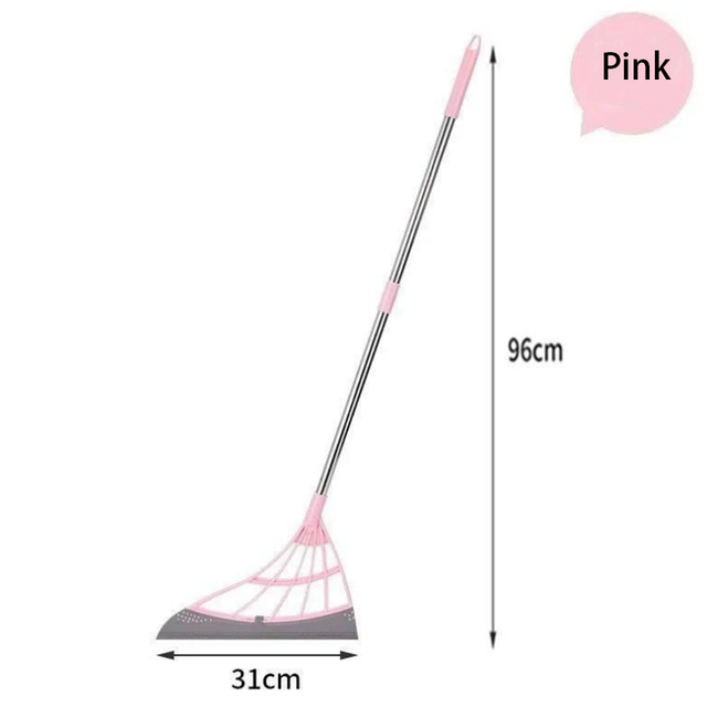 Escoba mágica barredora de goma manual, limpiaparabrisas para limpieza de suelo, escoba para barrer pelo de mascotas, cepillo para polvo: Rosa