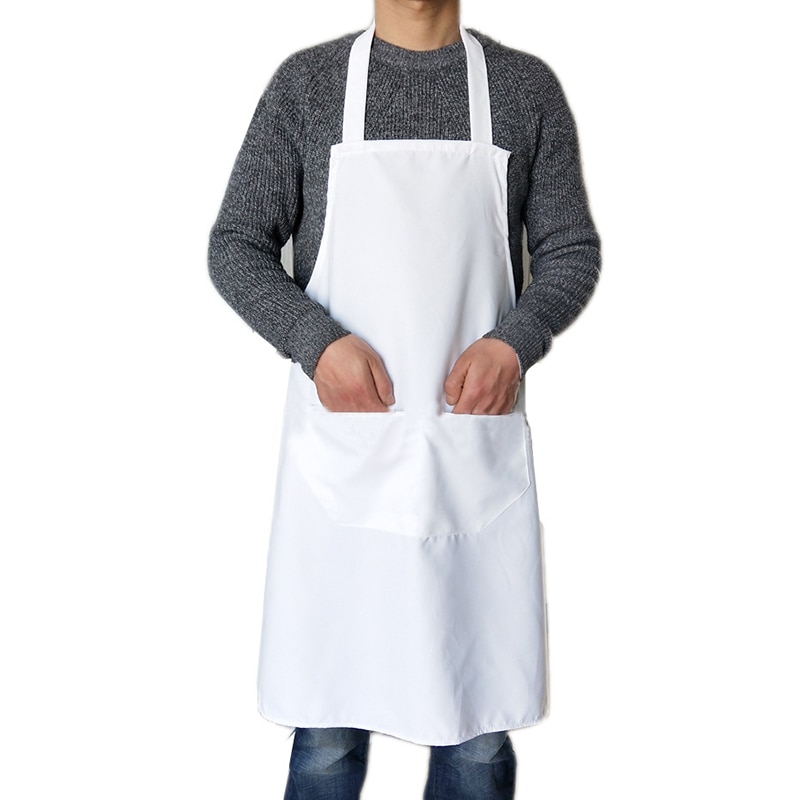 Waterproof Apron for Women With Pockets Solid Color Kitchen Restaurant Cooking Shop Art Work Apron Korean Waiter Aprons