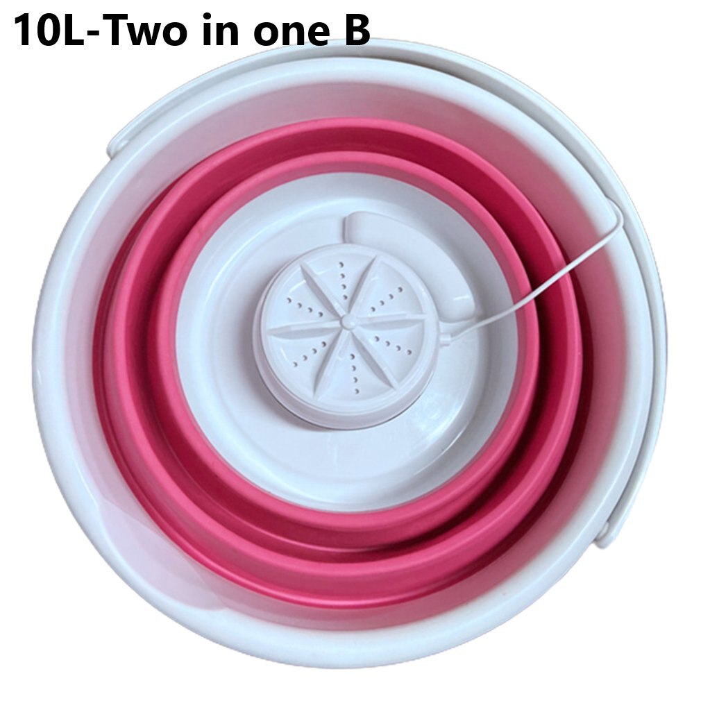 Taitettava pesukone ultraääniturbo minipesukone minisukat ja pikkuhousut puhdistustuote: Pink -10l-2 in 1 b