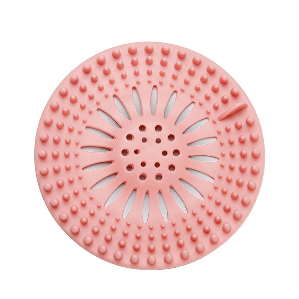Tapón de silicona para desagüe de ducha, filtro de goma para fregadero, colador Protector para bañera, cocina, baño, desagüe de suelo: Pink
