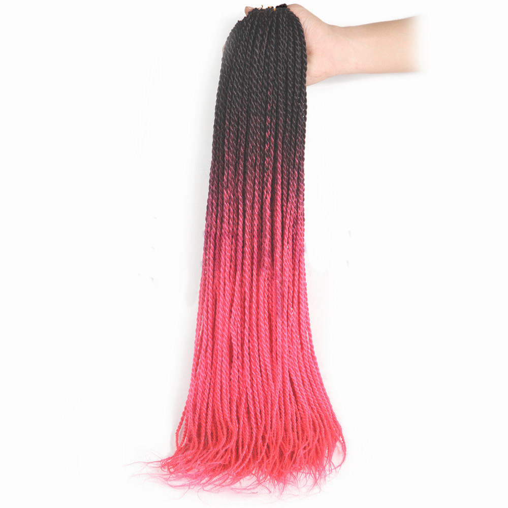 Extension capillaire synthétique au Crochet 24 pouces | Perruque sénégalaise, mèches au Crochet de 24 pouces avec 30 racines/paquet de tresses au Crochet, Extensions capillaires ombré: n ° 2