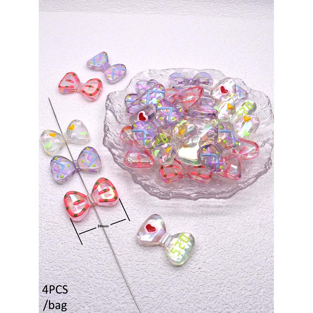 4/10pcs/bag Acrylic Beads Heart Star Flower Beads Color Painting Loose Spacer Beads for Jewelry Making DIY Phone Chain Bead Pen: green