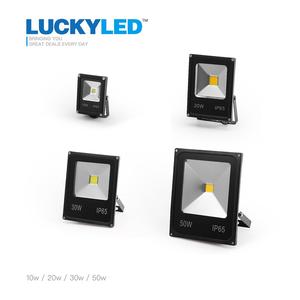 Luckyled ledet flomlys 10w 20w 30w 50w ac 220v vanntett  ip65 flomlys søkelyset ledet reflektor hage utendørs belysningslampe