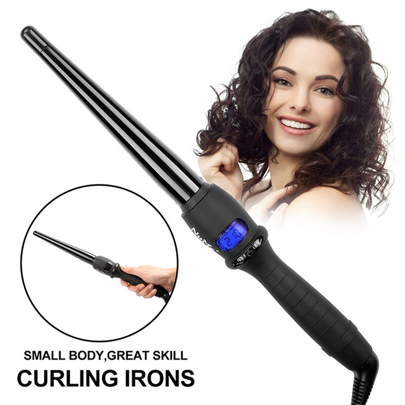 19mm Cone Conical Hair Curler LCD Display Ceramic Hair pear flower Waver curling iron rizador de cabello hair tools