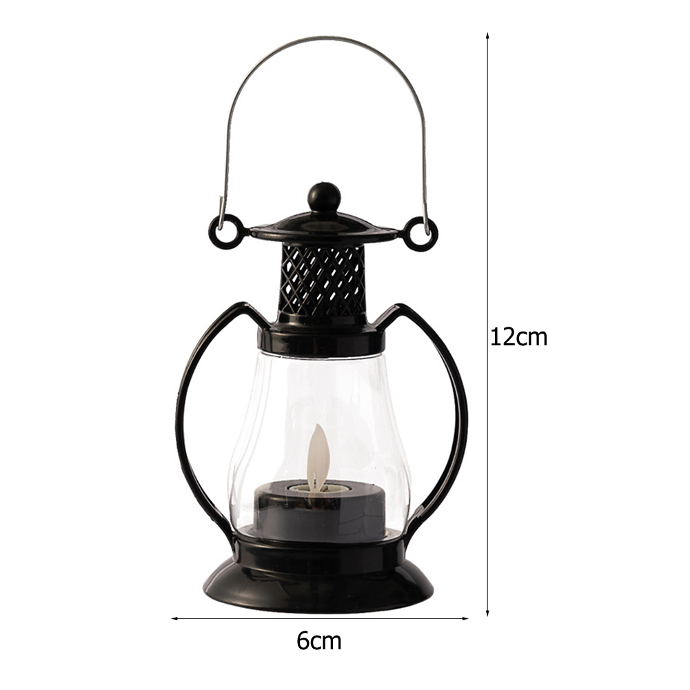 Vintage metall flammelykt hengende lykt utendørs belysningslampe med knappbatteri campinglys retro led stearinlys flammelamper
