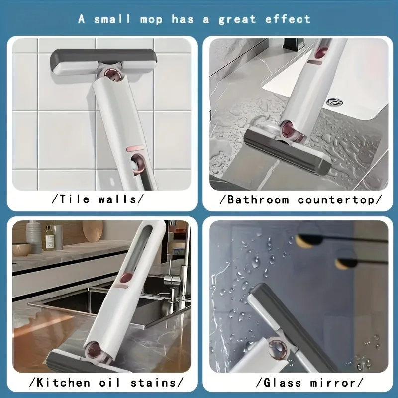 Potężny wyciskany mini mop składany mop do czyszczenia domu z gąbką samowyciskający mop do mycia podłóg biurko okno narzędzia do czyszczenia samochodu