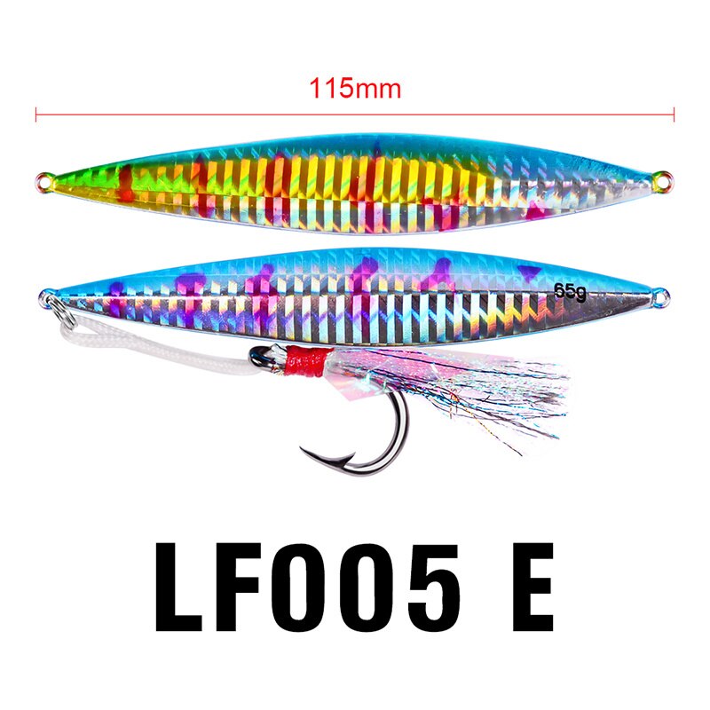 Leurre de pêche au gabarit 1 pièce leurres de poisson au plomb holographique à pas lent poids 65g-2.3oz matériel de pêche 11.5cm crochets appâts de bateau: Color E / without hook