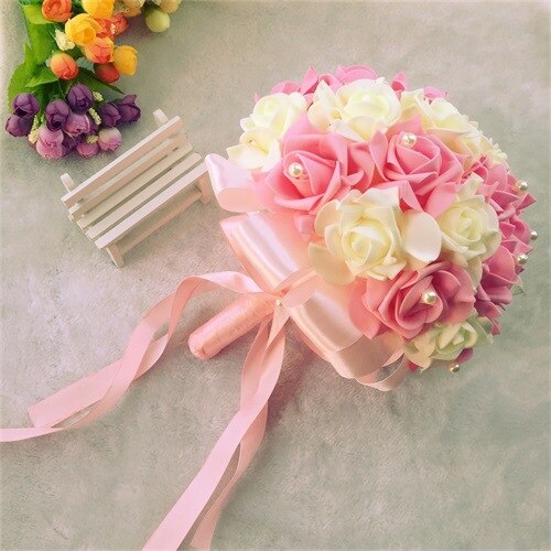 AYiCuthia PE fleurs accessoires de mariage mariée Bouquet romantique Bouquet de mariée Rose artificielle mariée décoration de mariage S1