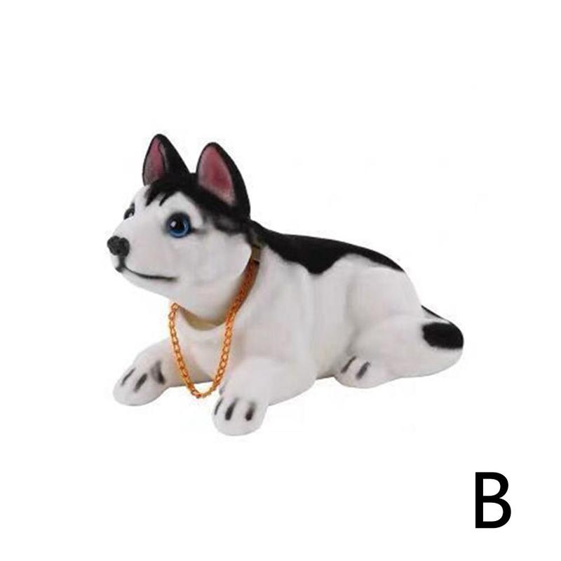 Dukke nikkende hund ryster på hovedet harpiks simulation bil hundelegetøj instrumentbræt dekoration bil ornament sød bil tilbehør: B