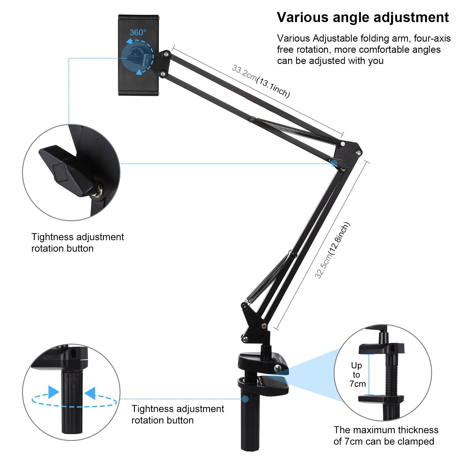 PULUZ-brazo mágico perezoso, soporte de suspensión portátil con accesorio para tableta, PC, teléfono, Selfie