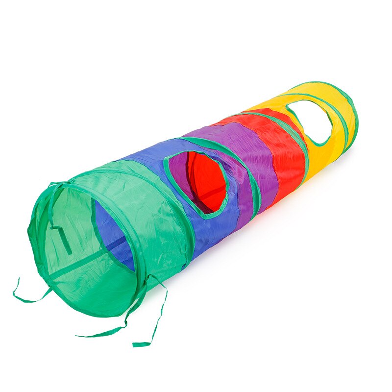 Gato prático túnel pet tubo dobrável brinquedo do jogo ao ar livre indoor kitty filhote de cachorro brinquedos para o enigma exercício escondendo treinamento e r: Rainbow stitching