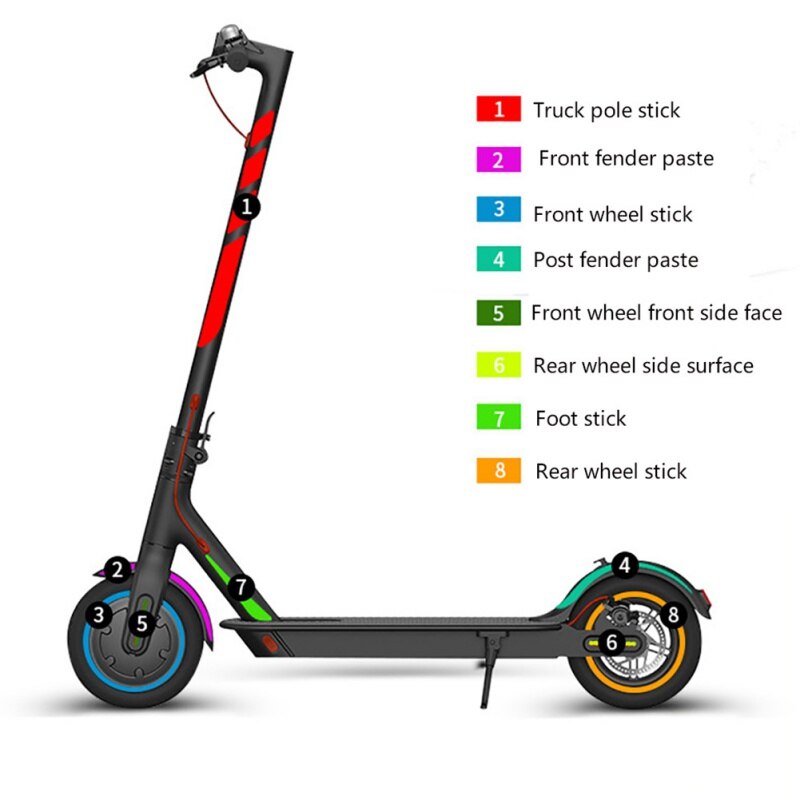 Scooter Reflective Sticker Front Rear Wheel Tyre Cover Protective Electric Scooter Parts Safety Warning Strip For Xiaomi M365