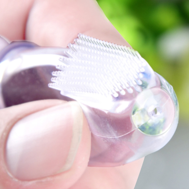 Baby finger tandbørste silikontandbørste + æske børnetænder klar blød silikone spædbarn tandbørste gummirengøring