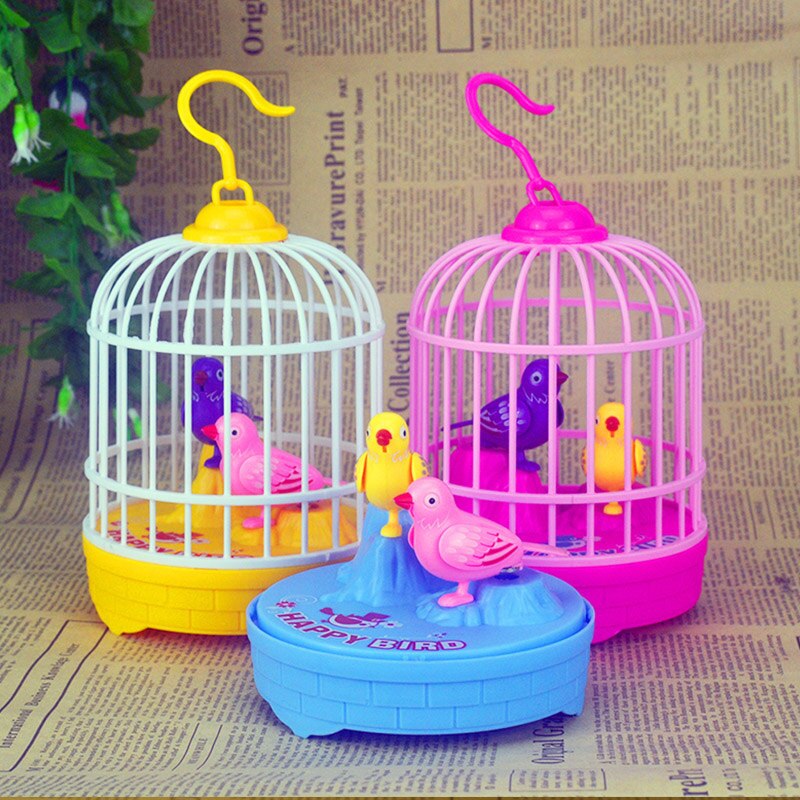 Mini Induction Sound Control Bird Cage Electric Birds Children Toy BM88