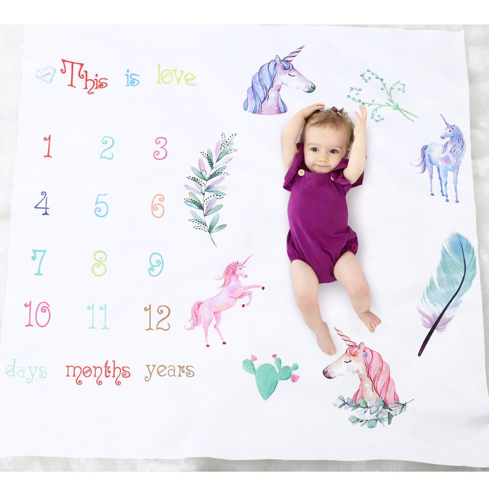 Baby Baby Milestone Deken Foto Fotografie Prop Dekens Achtergrond Doek Kalender Eenhoorn Bebe Jongen Meisje Foto Accessoires