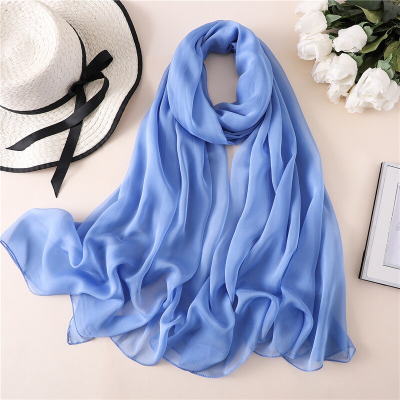 2022 Brand Women Scarf Solid Summer Silk Scarves Lady Shawl Wrap Large Size Beach Stoles Pashmina Foulard Hijab: BS13-2