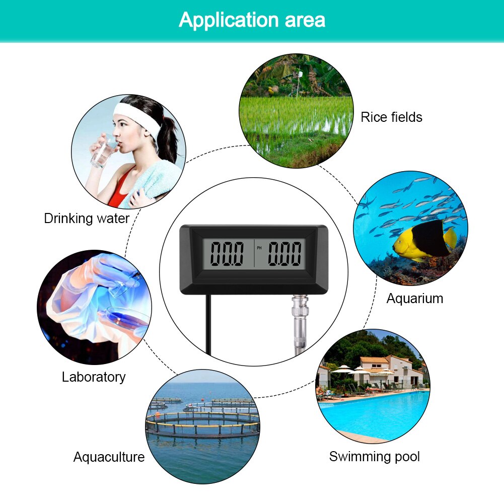 Monitor de PH y salinidad en línea, medidor de ph 2 en 1 y comprobador de salinidad para acuario, piscina, spa, agua de mar, hortícola del agua