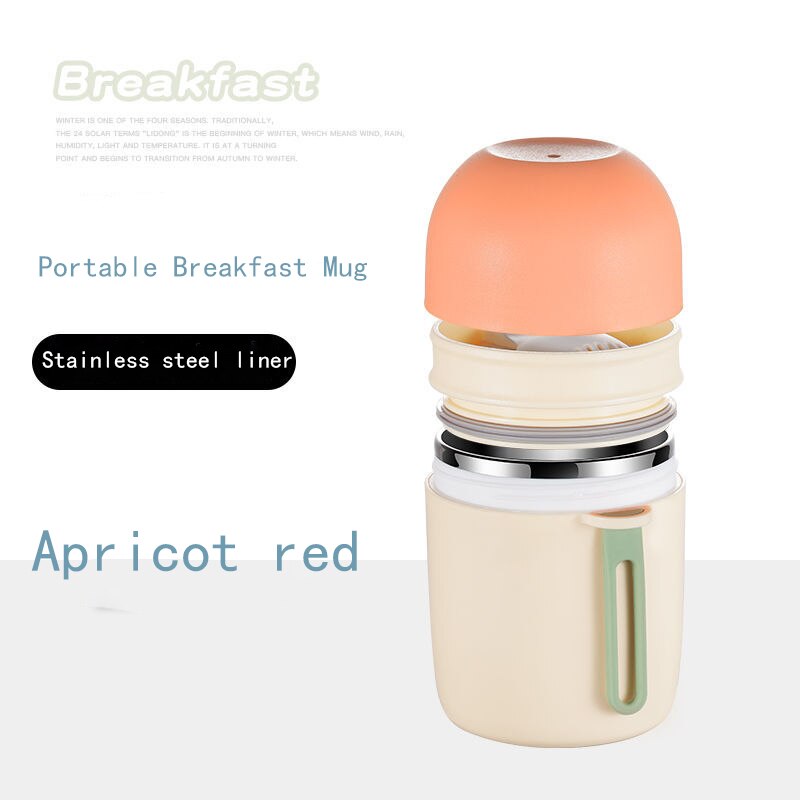 Boîte à déjeuner Thermos de 580ml, conteneurs de soupe alimentaire portables en acier inoxydable, flacons sous vide, boîte à déjeuner pour enfants: Apricot450ML-Sticker