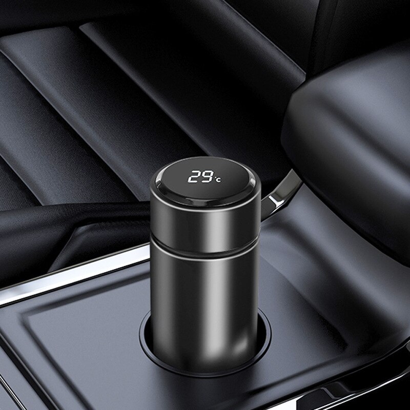 Intelligent rostfritt stål termosflaskkopp temperaturdisplay vakuumkolvar resebil soppa kaffemugg 500ml